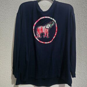 Crown & Ivy sizeXL Womens Black Long Sleeve Shirt with Tie-Dye Elephant Graphic